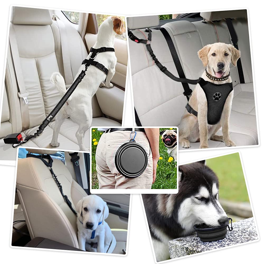 Lukovee Dog Seatbelt Leash For Cars, 2 Pack Pet Safety Car Seat Belt With Adjustable Buckle & Reflective Bungee, Connect Dog Har