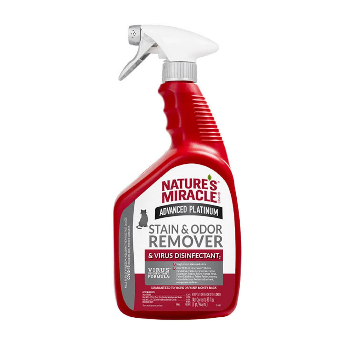 Natures Miracle Advanced Platinum Stain And Odor Remover And Virus Disinfectant 32 Ounces, Eliminates Tough Dog Messes