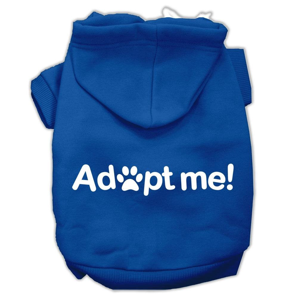 Pet, Dog & Cat Hoodie Screen Printed, 'Adopt Me' Blue Xs (0-3 Lbs.)