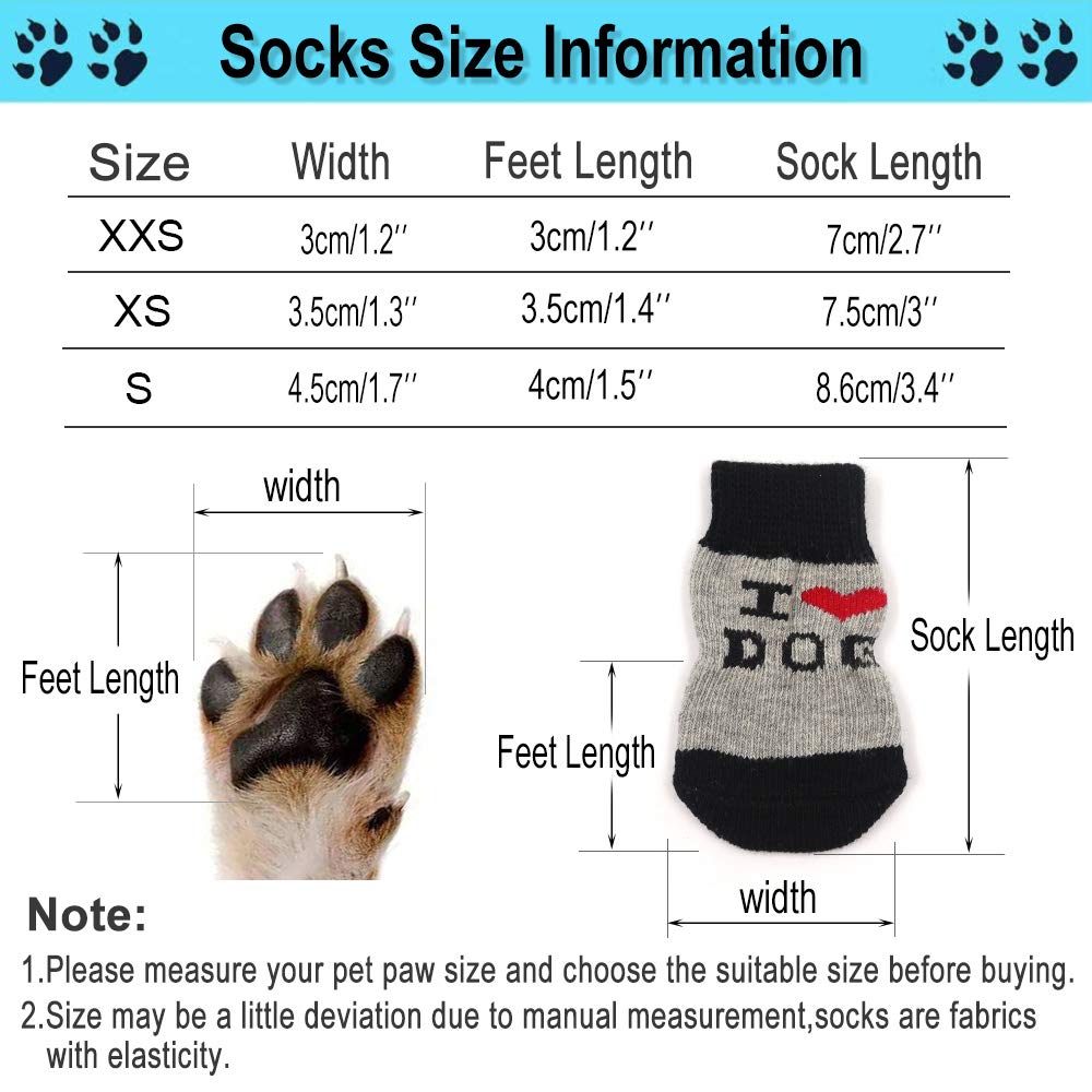 4 Pairs Anti-Slip Dog Socks And Cat Socks With Rubber Reinforcement And 8 Small Straps, Indoor Wear Pet Paw Protector For Hardwood Floors Cat Dogs Style 3 (M)