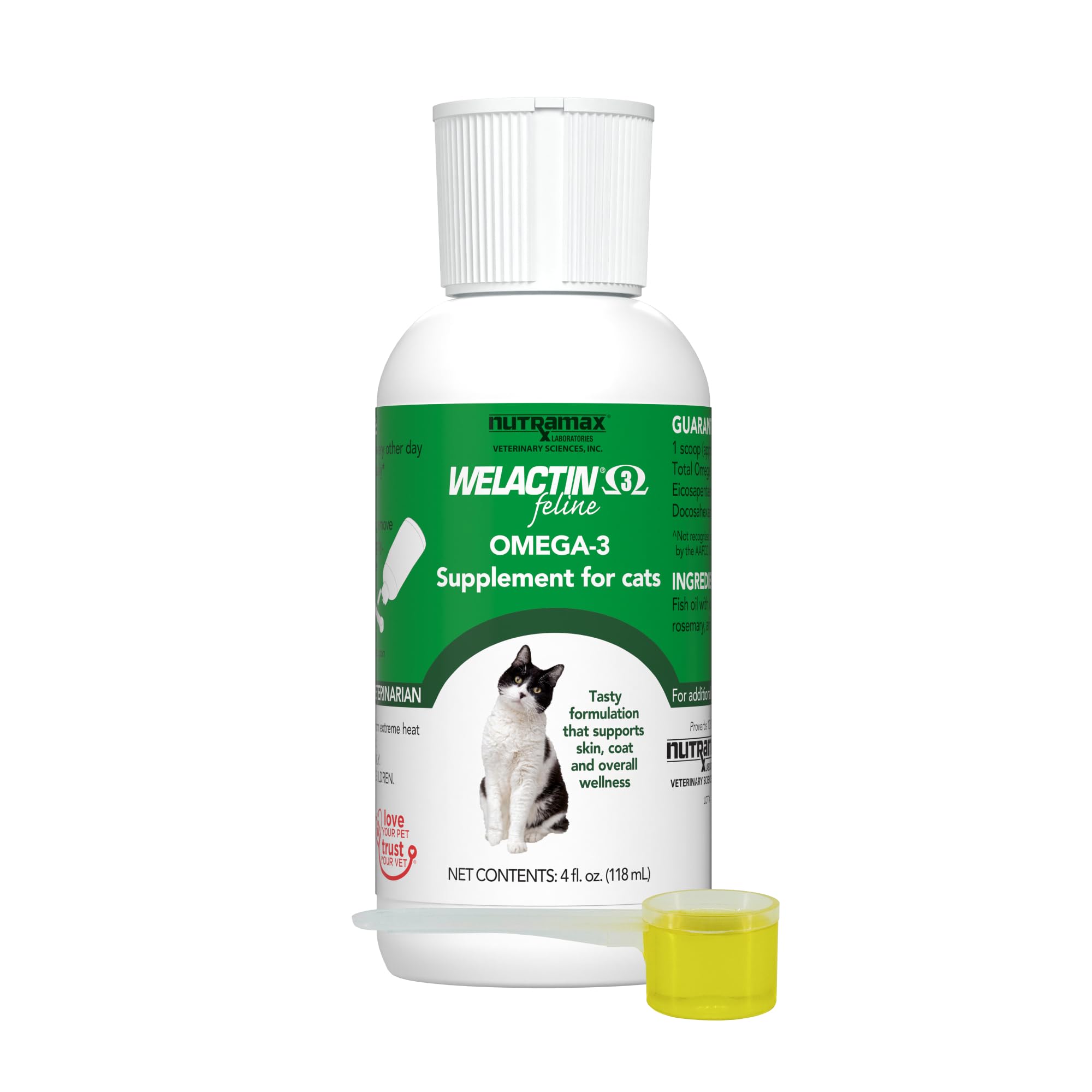 Nutramax Welactin Omega-3 Fish Oil Skin and Coat Health Supplement Liquid for Cats - 4 Ounce