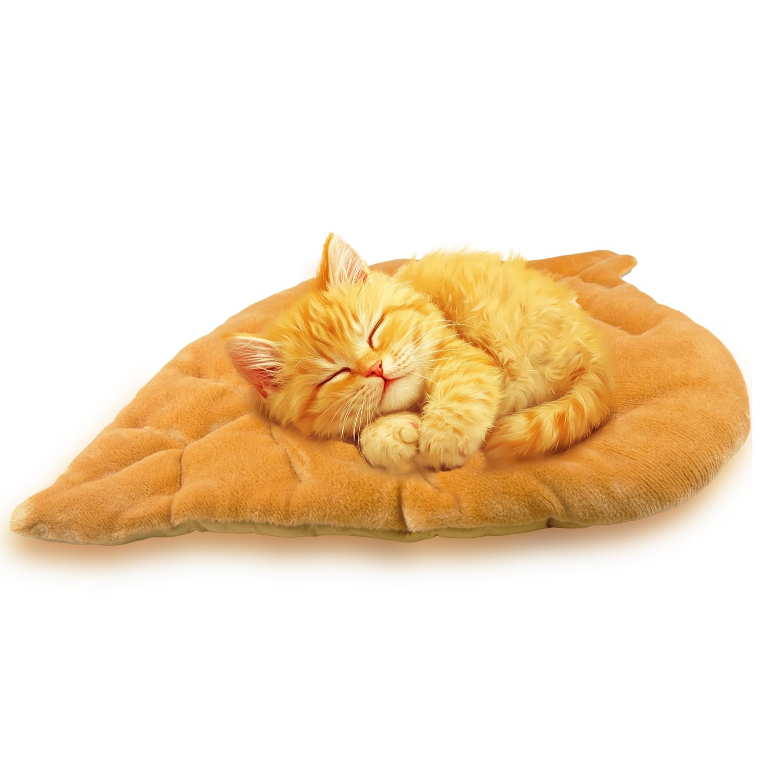 Romaneco Leaf Shaped Self-Warming Cat Bed Mat - 26x20 Flannel & Cotton Pet Pad, Warm Pet Cat Mat for Indoor, Soft Kitten Cushion