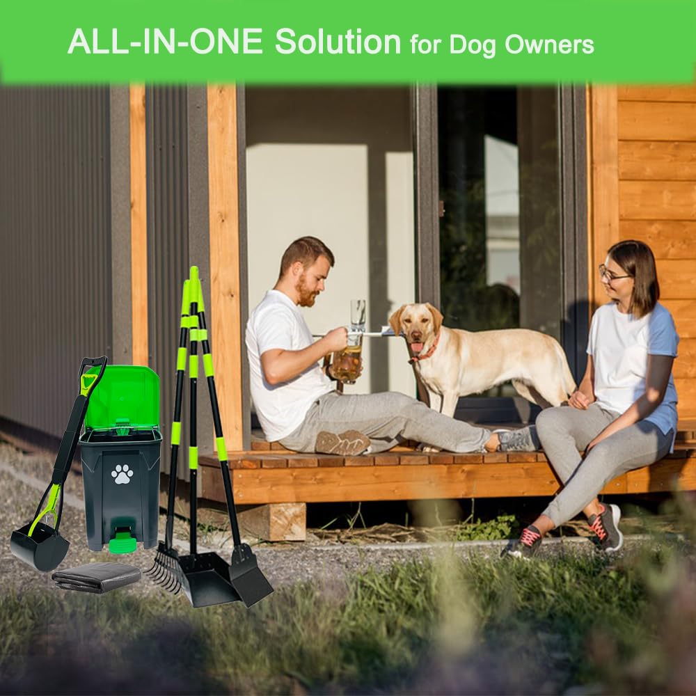 Uuixxyg 20L/5Gallon Dog Poop Trash Can Outside With Pooper Scooper & 50 Waste Bags- Outdoor Dog Poop Trash Can With Lid, Foot Pe