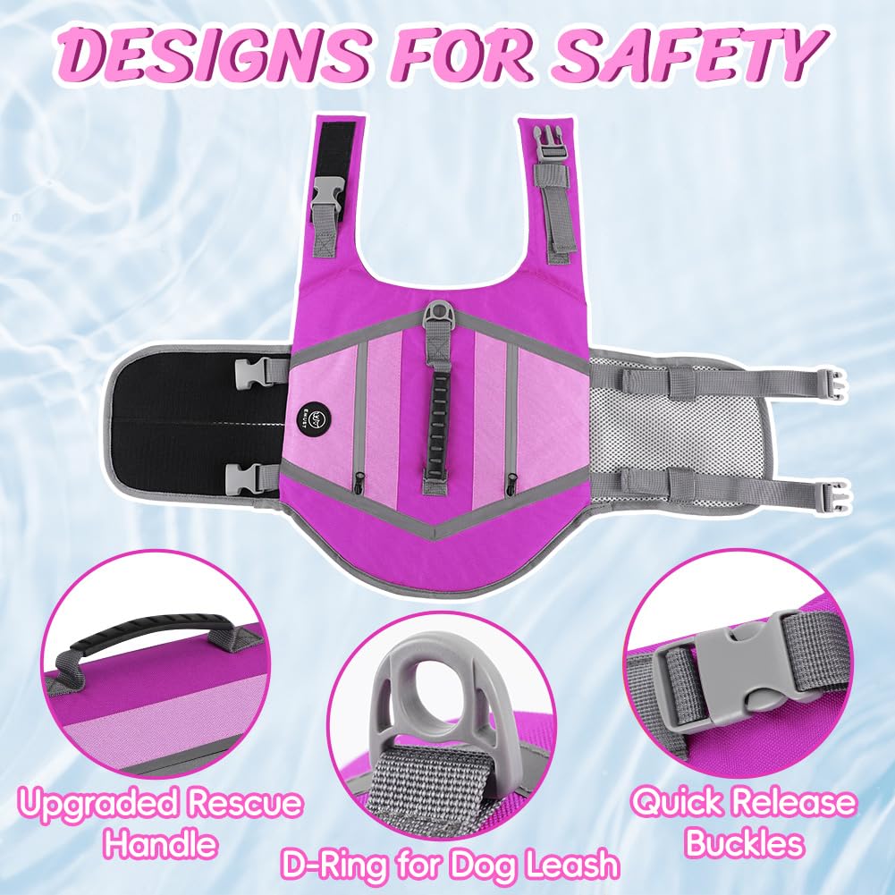 Emust Dog Flotation Vest, High Visibility Life Vests For Dogs With High Buoyancy, Heavy-Duty Dog Life Jackets For Large Dogs Wit