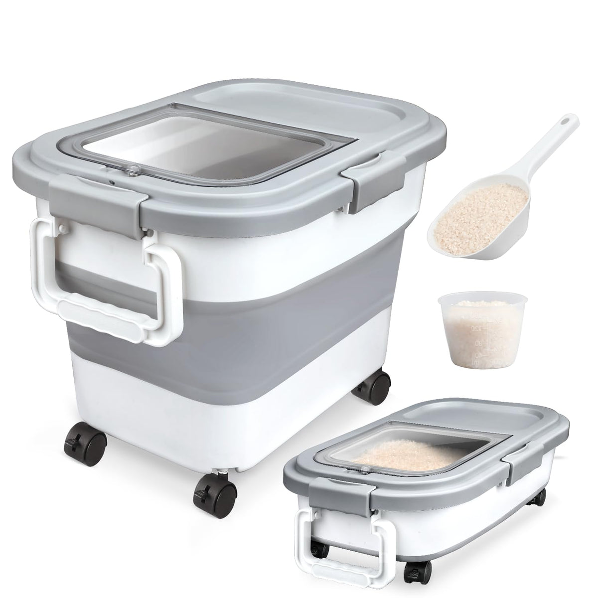 Komzon Rice Storage Container, Collapsible Airtight Food Storage Conta ...