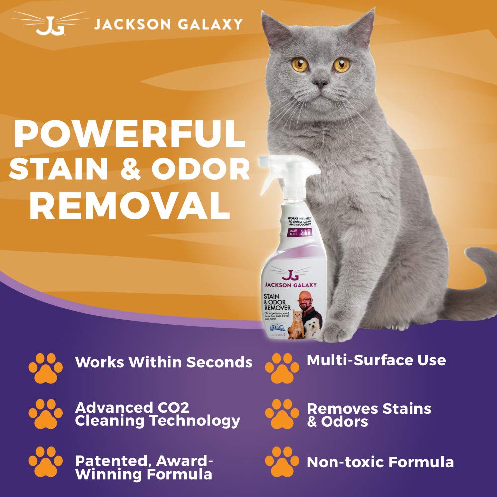 Jackson Galaxy: Stain & Odor Remover - Pet Urine Remover - 23 Oz Bottle - 2 Fill Tablets Included - Eliminates Pet Stains & Odor