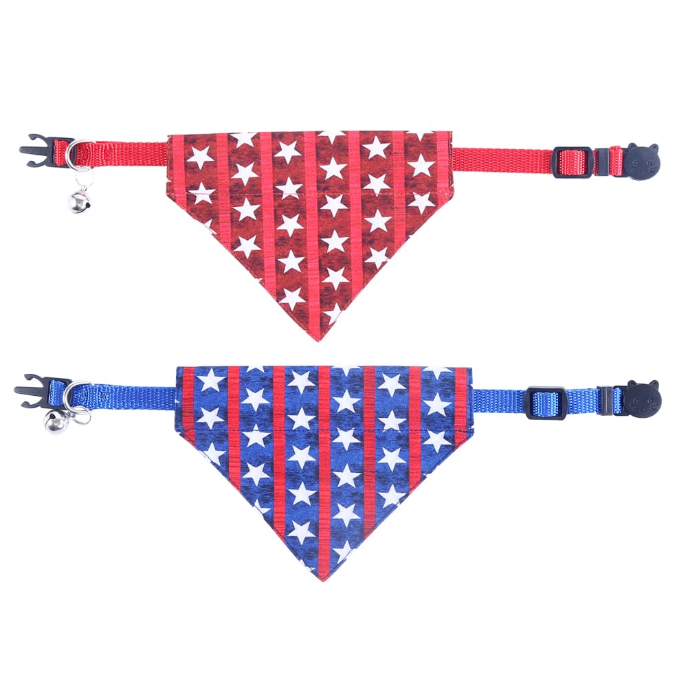 Independence Day Cat Collars American Breakaway With Bandana Bell Pet Kitten Adjustable For Small Dog Puppies Girl Boy