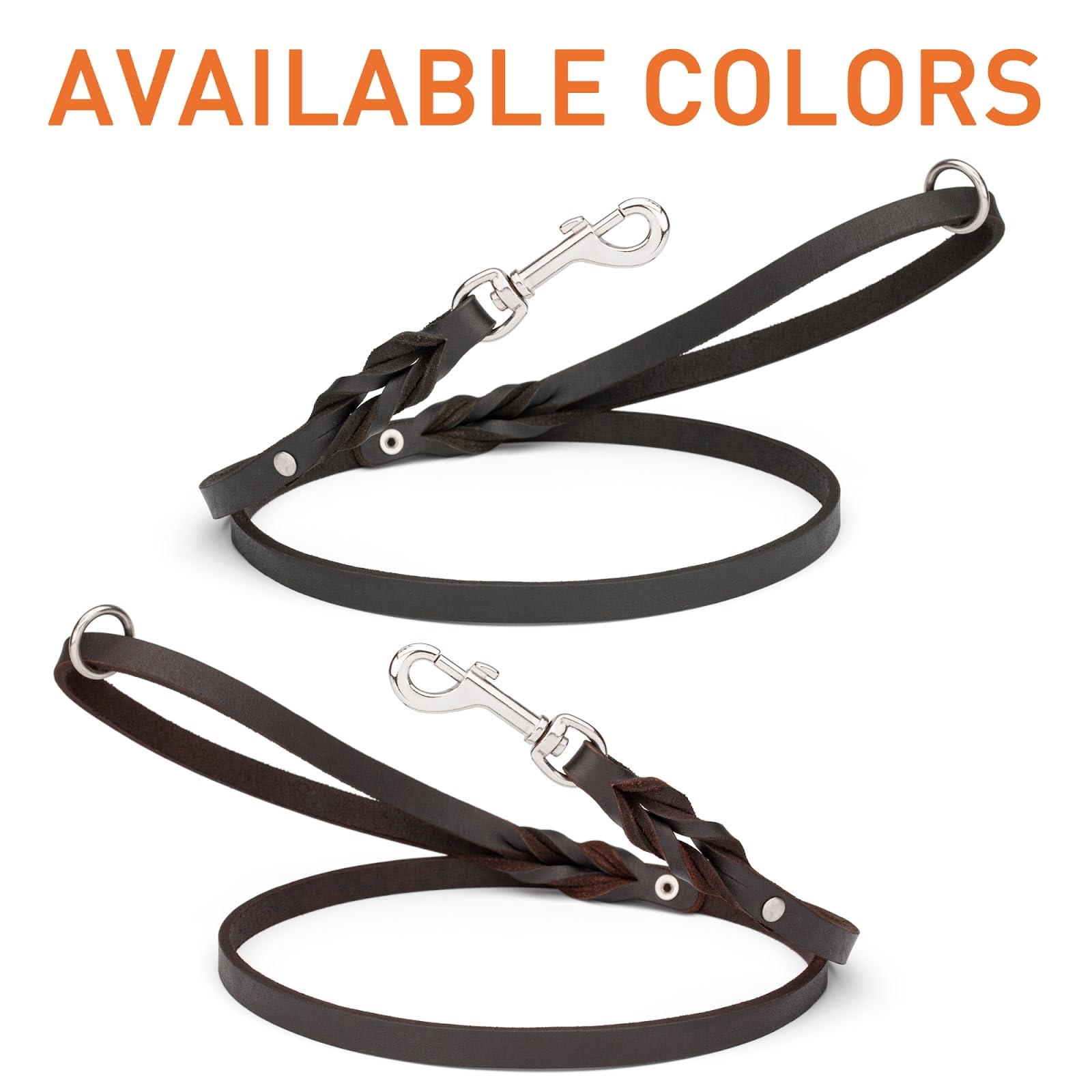 Viper Leather Dog Leash 4Ft, Dog Training Leash With Nickel Plated Hardware, Leather Leash For Dogs Large Medium Small Breeds (W