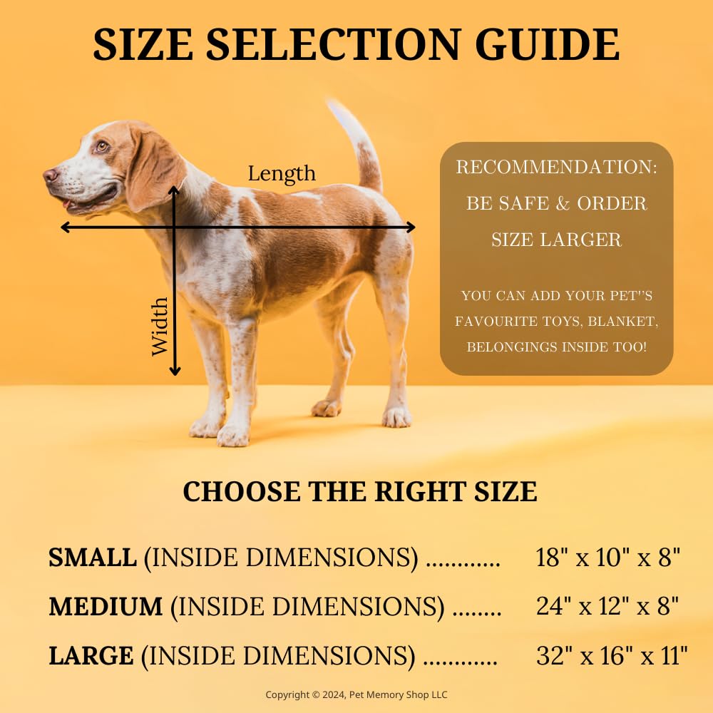 Pet Memory Shop Caring Series Pet Casket - Safe, Durable & Elegant Burial Box for Dogs, Cats & Pets - Loving Memorial & Pet Loss