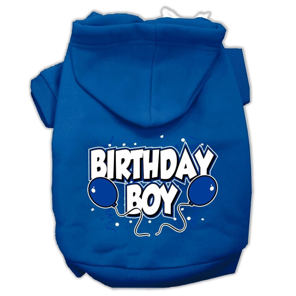 Pet, Dog & Cat Hoodie Screen Printed, 'Birthday Boy' Blue Lg (10-14 Lbs.)