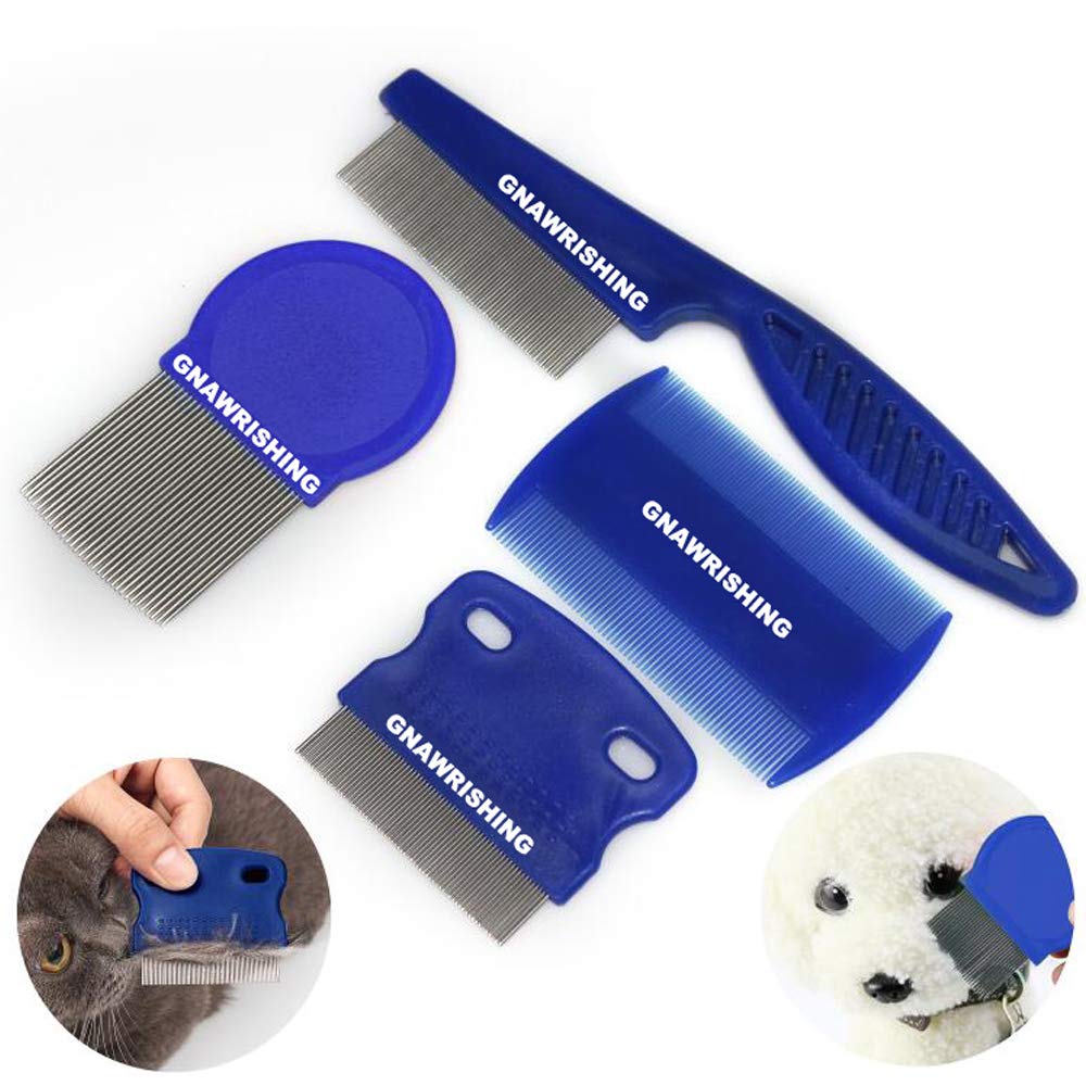 Gnawrishing Flea Comb 4Pcs With High Strength Teeth Pet Tear Stain Remover Combs, Pet Dog Cat Grooming Comb Set Effective Float Hair Remover