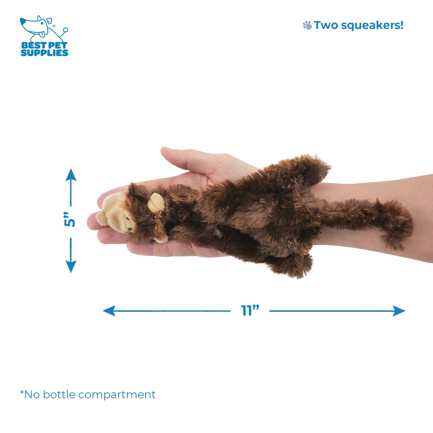 Best Pet Supplies 2-In-1 Stuffless Squeaky Dog Toys With Soft, Durable Fabric For Small, Medium, And Large Pets, No Stuffing For Indoor Play, Supports Active Biting And Play - Cow, Monkey, Small