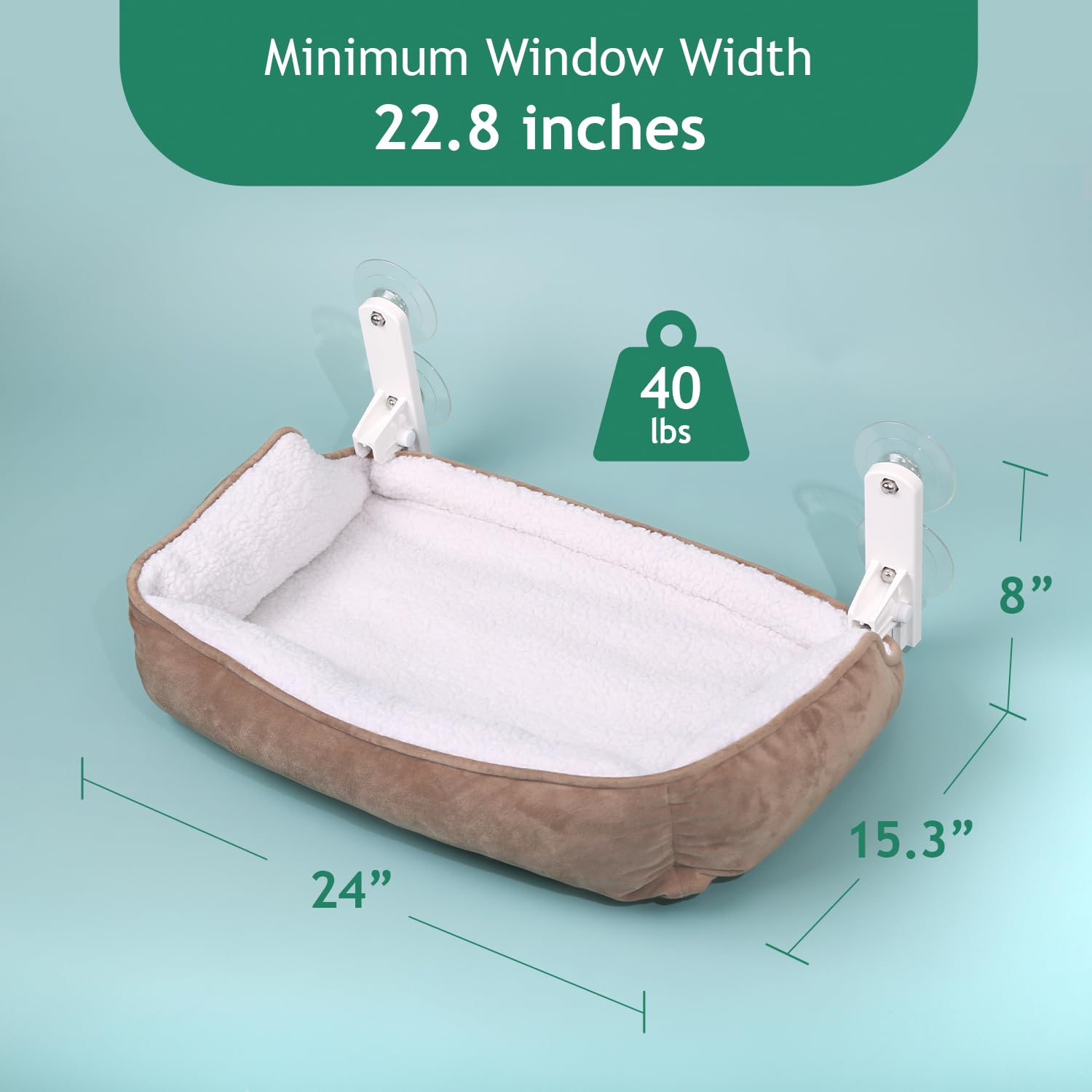 Zakkart Foldable Cat Hammock For Window With Bolster - Cordless, Three-Side Bolstered Machine Washable Fluffy Bed, Robust Metal