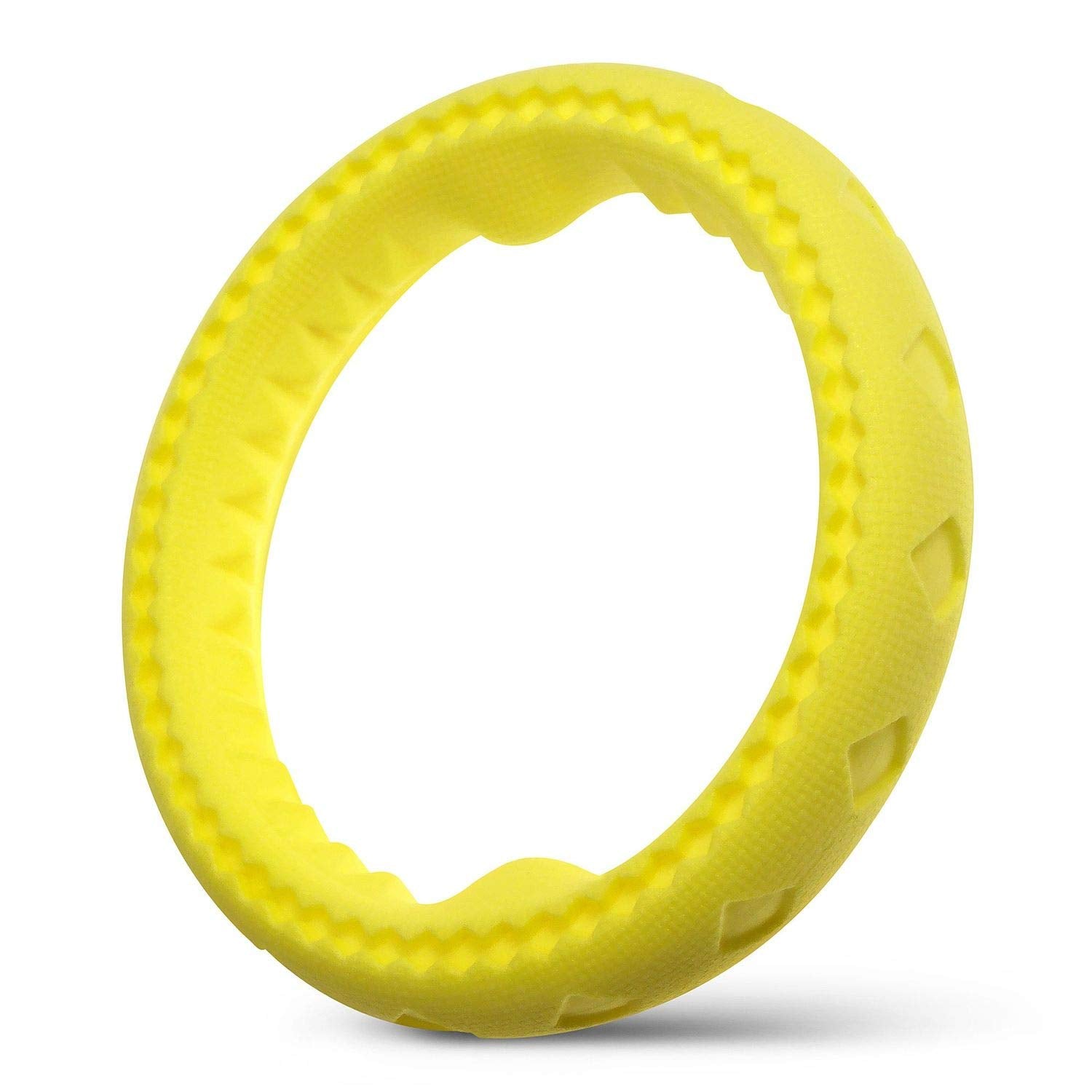 Fluffy Paws Dog Chewing Ring - Soft Rubber Ring Dental Chewing Teething Biting Chasing Training Toy For Small And Medium Dog Puppy - 7', Yellow