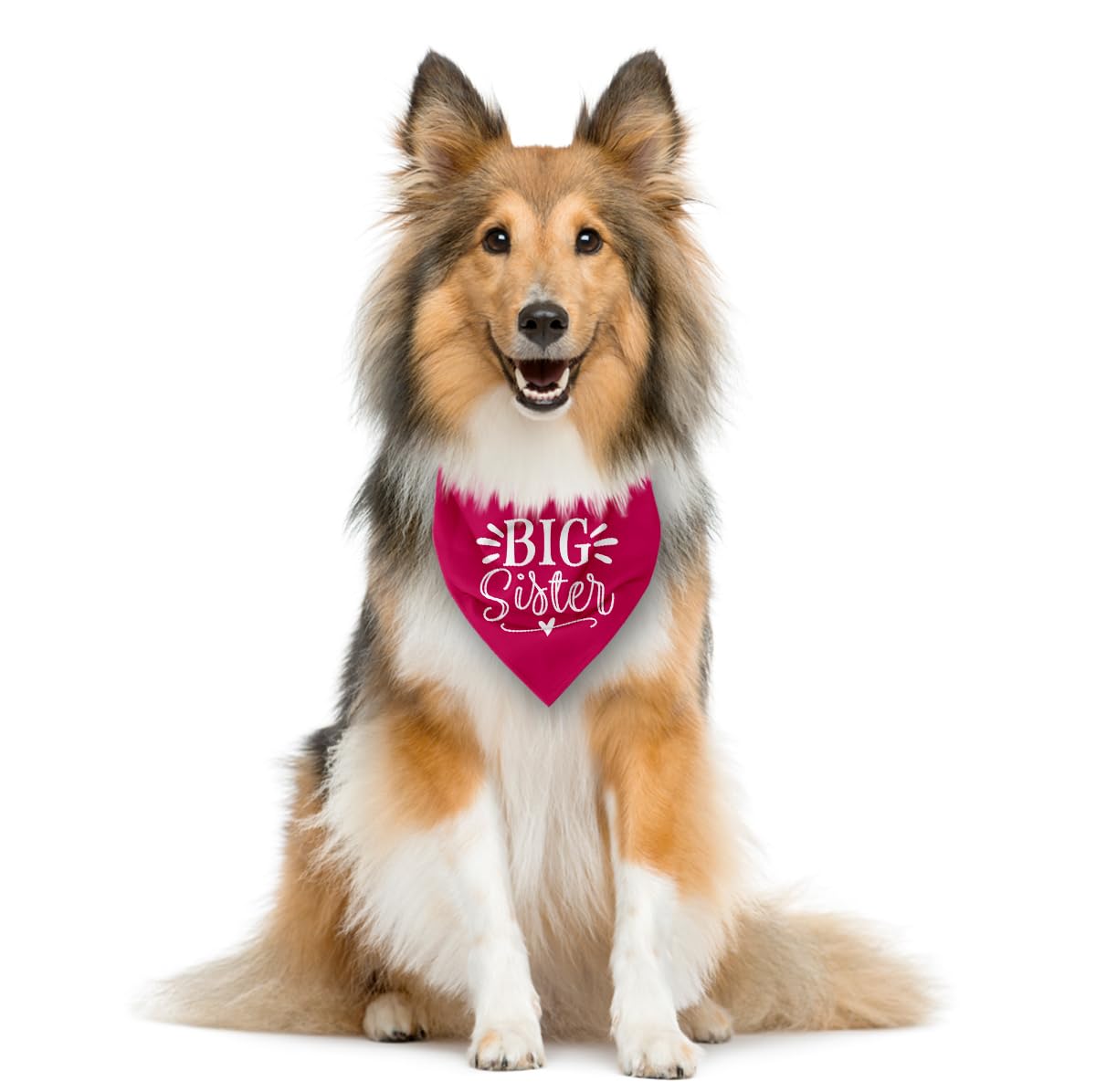 Big Sister Dog Bandana, Dog Bandana, Deep Pink Pet Dog Scarf Accessories, Pet Dog Triangle Scarf, Dog Bandana For Small Medium D