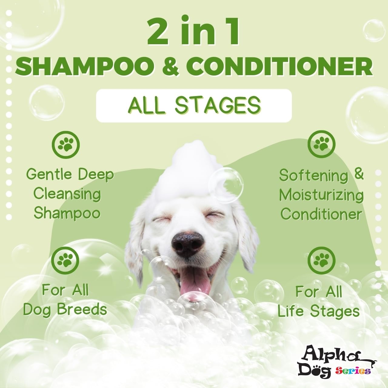 Alpha Dog Series All Stages Natural Dog Shampoo and Conditioner Set with Aloe Vera pH-Balanced Dog Grooming Shampoo and Conditio