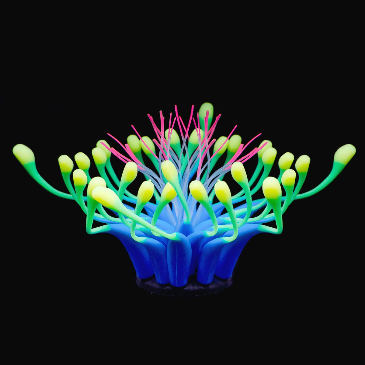 Uniclife Glowing Effect Gooseneck Coral Artificial Decoration Silicone Ornament For Fish Tank Aquarium, Blue