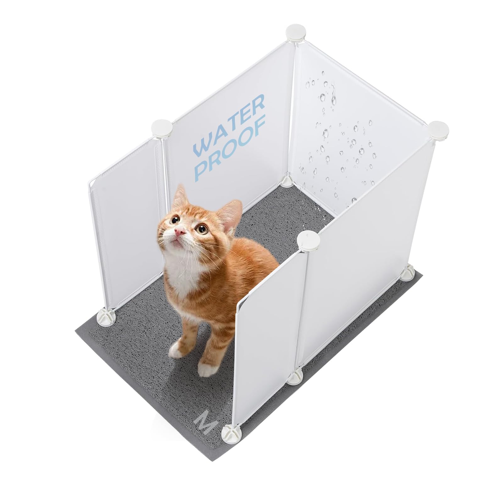 Meexpaws Cat Litter Box Enclosure Splash Guard Small 20.5L    14W X 18H Inch, Light Weight Plastic Sheets With Cat Litter Mat Ea