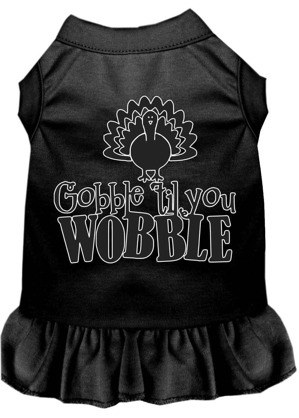 Thanksgiving Pet Dog & Cat Dress Screen Printed, "Gobble Til You Wobble" Black W/Bright Pink 3XL (25-35 lbs.)