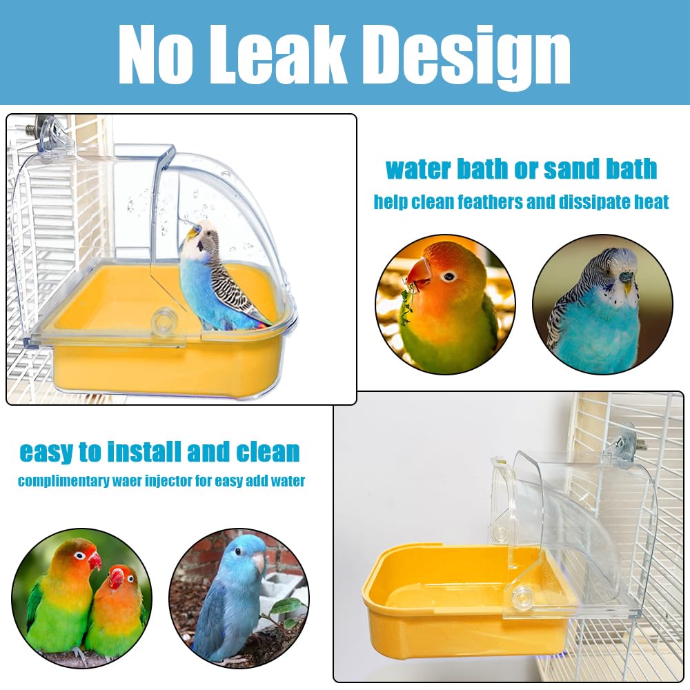 WQY GroceryShop Bird Bath for Cage, Cleaning Pet Supplies Cockatiel Bird Bathtub with Hanging Hooks for Little Bird Parrots Spac