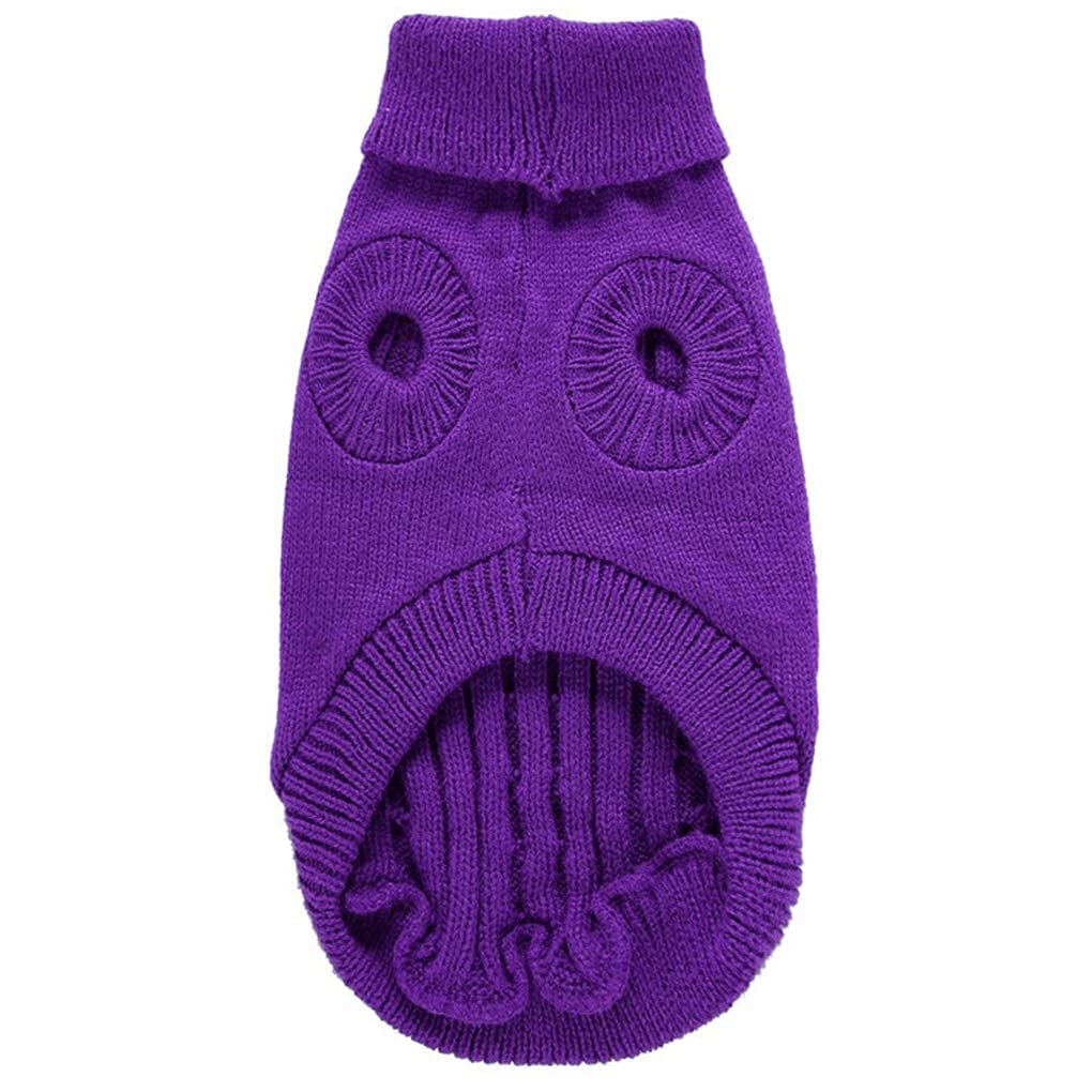Chborchicen Small Dog Sweaters Knitted Pet Cat Sweater Warm Dog Sweatshirt Dog Winter Clothes Kitten Puppy Sweater (Small, Purple)
