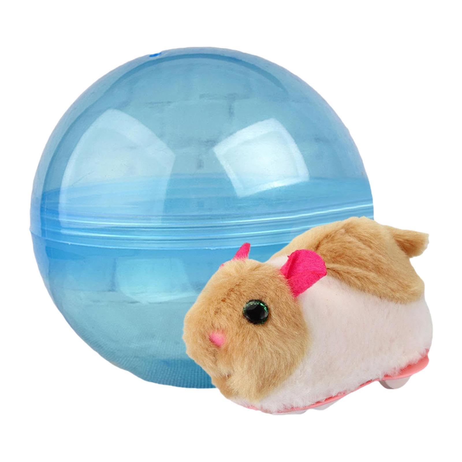 Ujeavette Kitten Teaser Toy And Plush Toy Automatic Rolling Toy For Kitten Indoor Cats Yellow White Hamster
