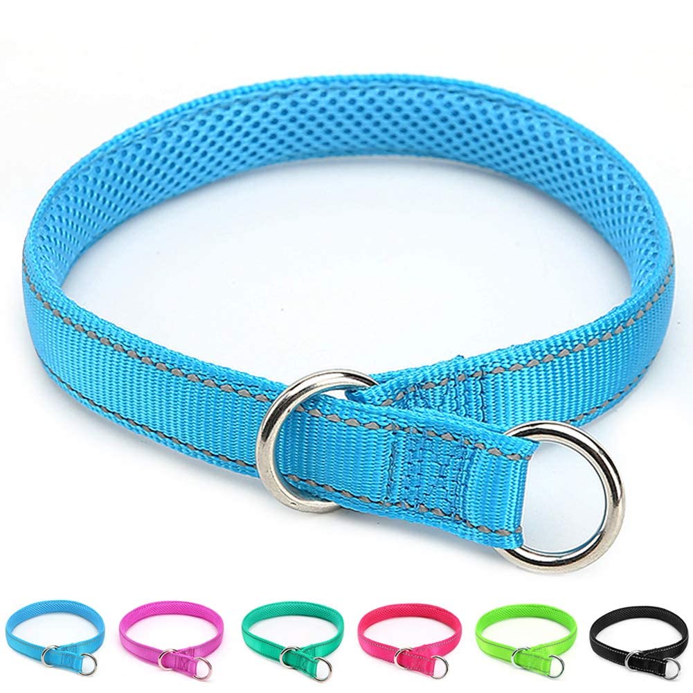 Mycicy Reflective Dog Choke Collar, Soft Nylon Training Slip Collar For Dogs (5/8' W X 15.5' L, Teal)