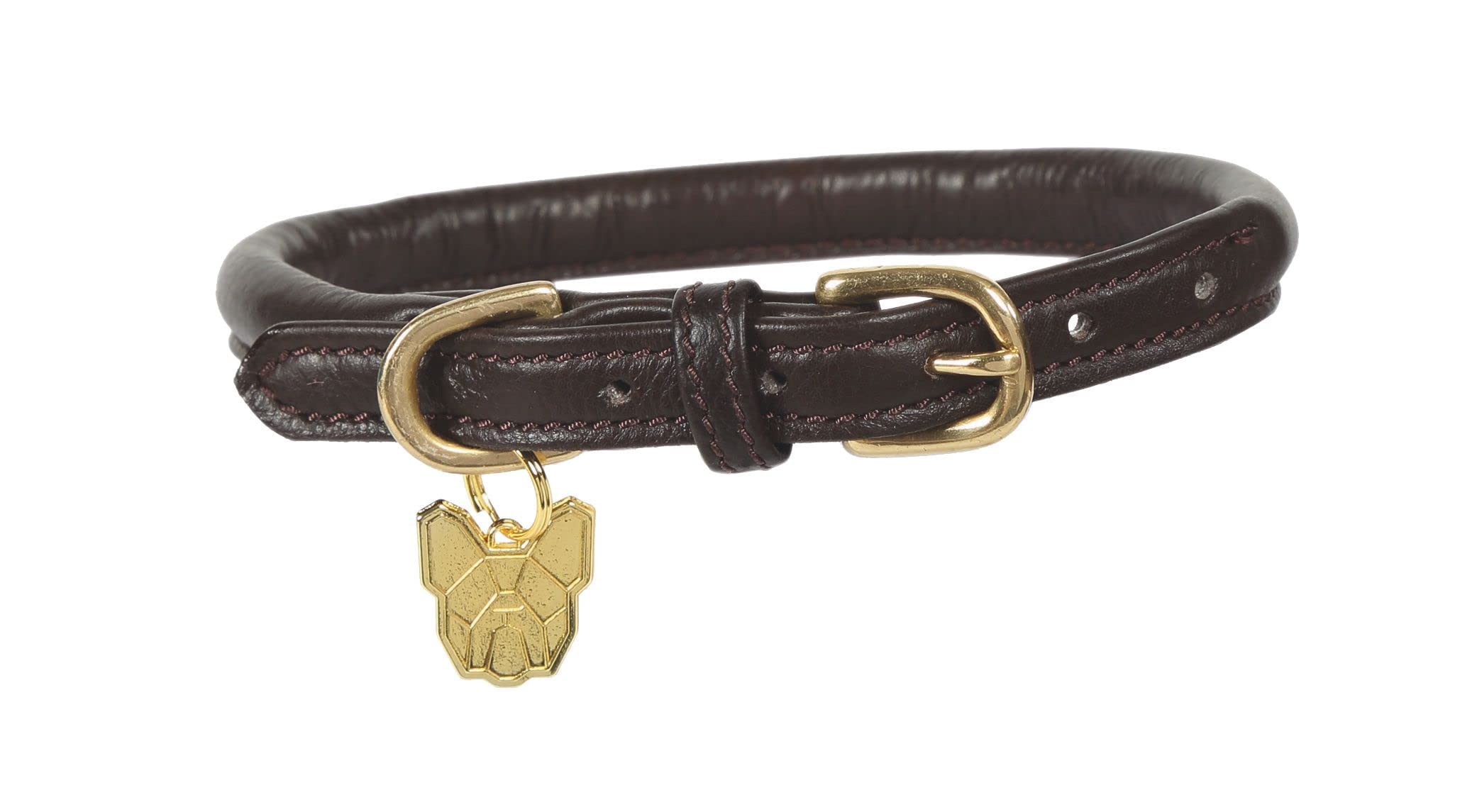 Digby & Fox Rolled Leather Dog Collar (X-Large, Brown)