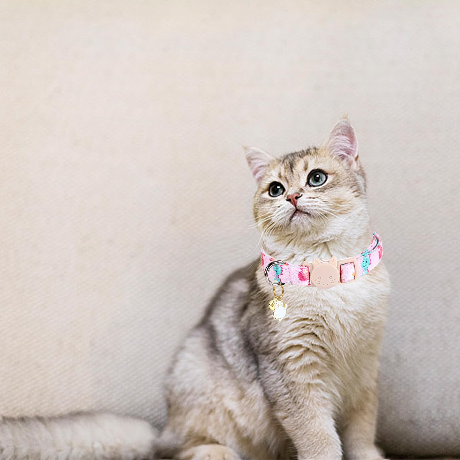 Lionheart Glory 2 Pack Cat Collar Breakaway With Bell & Pendant Dinosaurs Cucumbers Print Kitten Collar Soft Adjustable Safety C