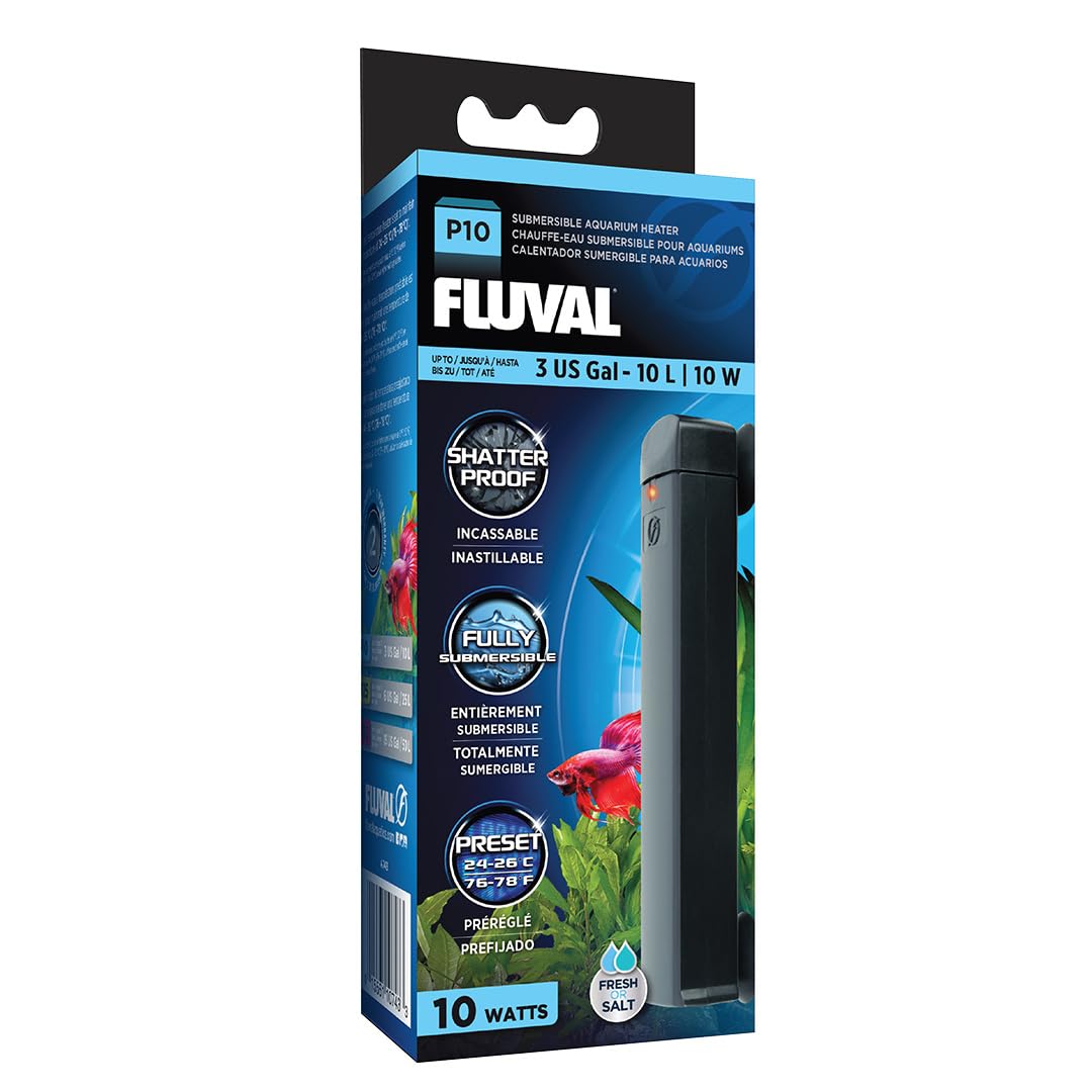 Fluval P10 Submersible Aquarium Heater For Up To 3 Gallons, 10 Watts