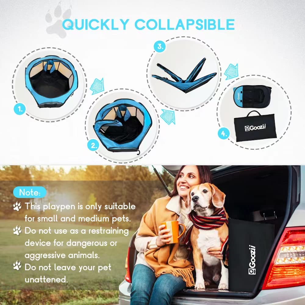 Dog Playpen For Large Dogs Portable Collapsible, Indoor Outdoor Pet Puppy Dogs Exercise Playpens Case With Zipper Door Top Cover