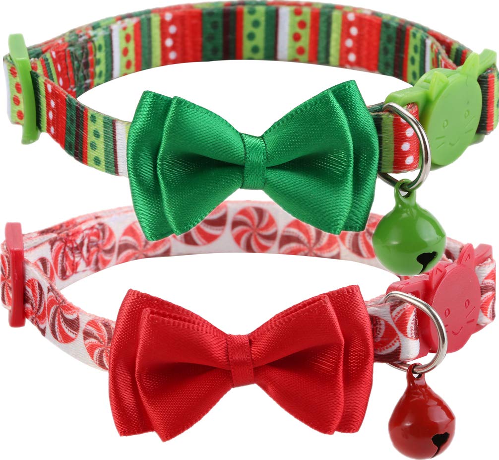 Boombone 2 Pack Christmas Cat Collar,Puppy Collar With Bell
