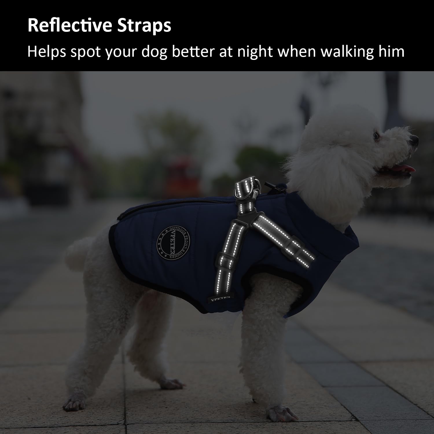 V.Pet.B.R Dog Winter Coat; Warm Jacket With Padded Fleece, Built-In Harness; Waterproof, Windproof, Reflective; Cozy, Adjustable