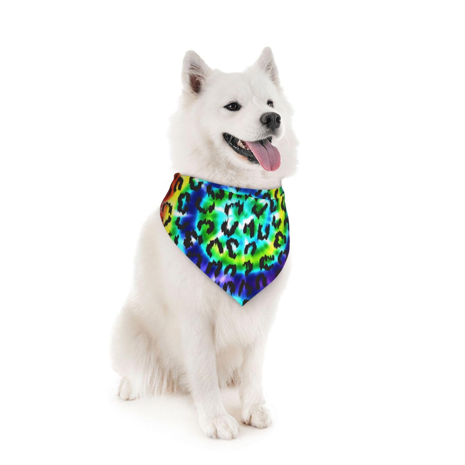 Leopard Leopard Rainbow Cool Cute Tie Dye Dog Bandana Scarf Triangle Bibs Pet Accessories Cat Kerchief
