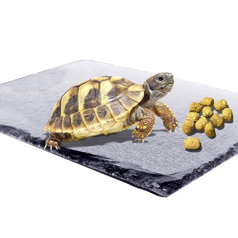 Kathson Reptile Basking Platform (7.9 X 11.8 Inches), Natural Rock Plate Turtle Food Bowl Feeding Dish Resting Terrace Habitat Decor For Tortoise Turtle Lizard Bearded Dragon Crested Gecko Snake