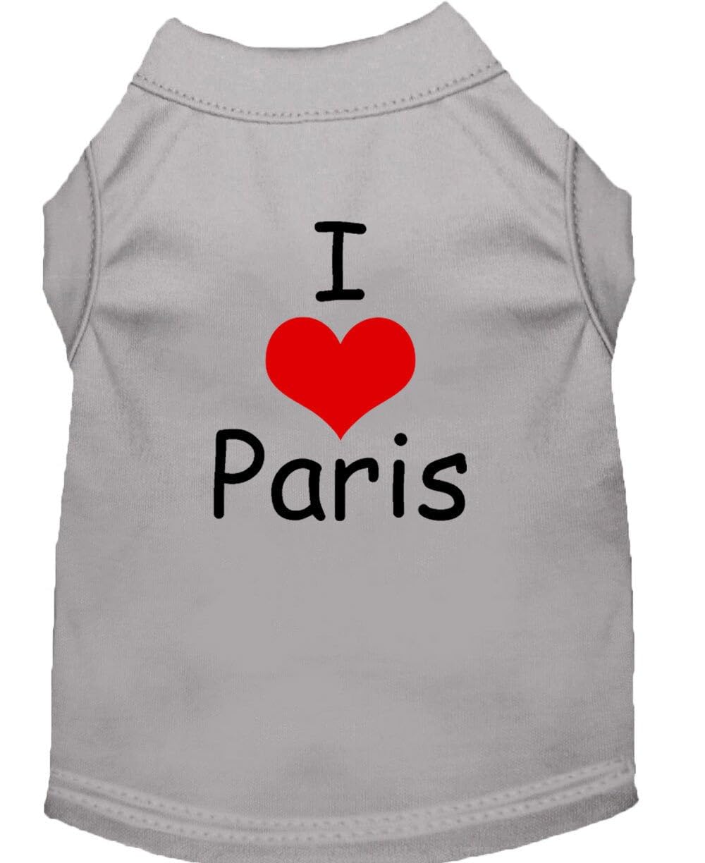 Mirage Pet Products 20-Inch I Love Paris Screen Print Shirts for Pets, 3X-Large, Grey