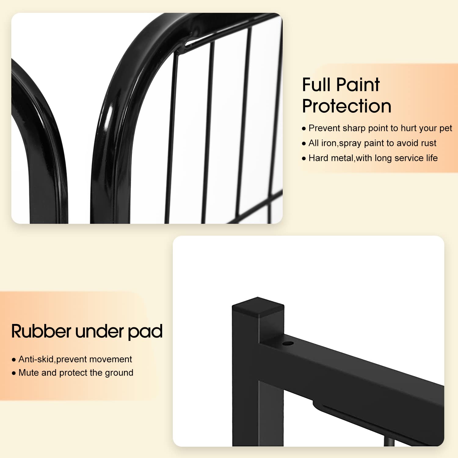 BestPet Dog Playpen Pet Dog Fence 24/ 32 /40 Height 8/16/24/32 Panels Metal Dog Pen Outdoor Exercise Pen with Doors for Large/Me