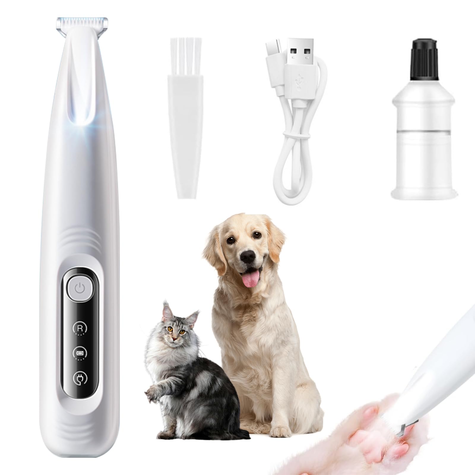Soulbeam Upgraded Dog Paw Trimmer, Upgraded 18Mm Blade Electric Dog Clipper With Led Display, Ipx7 Waterproof, Rechargeable Hair