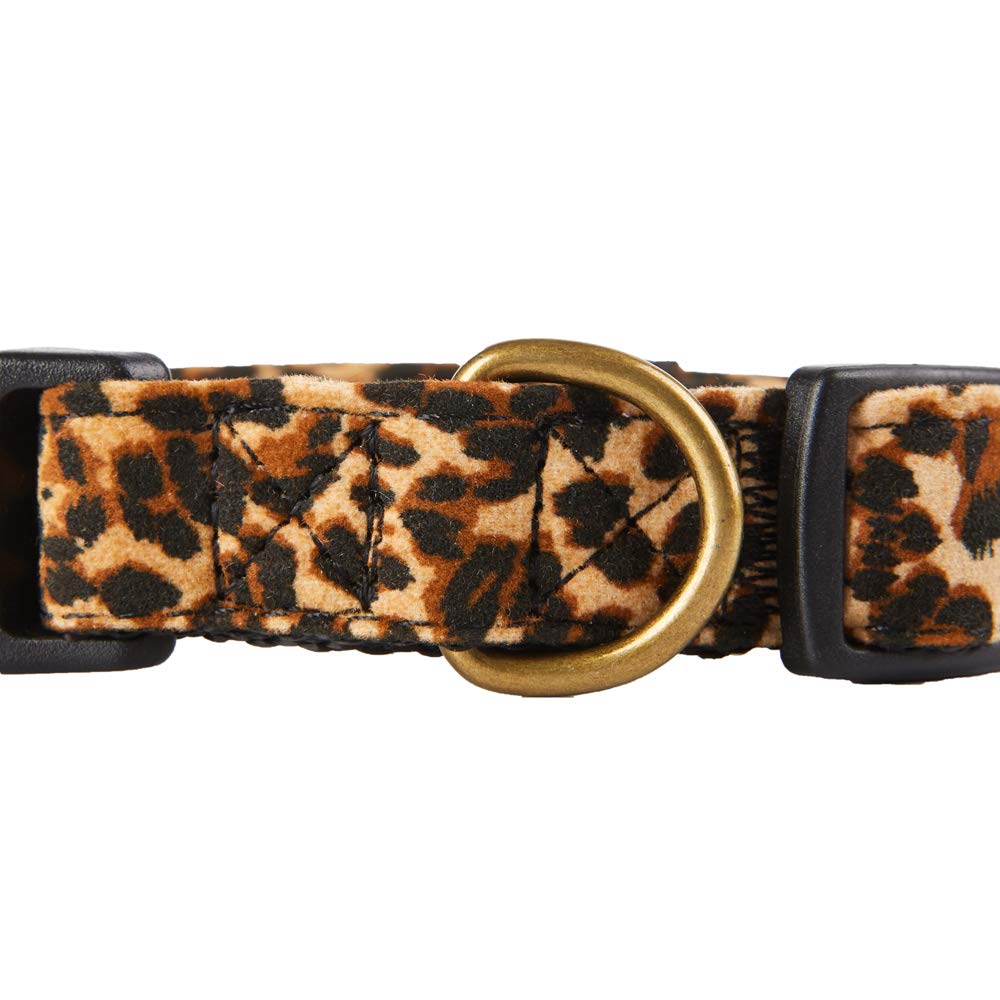 Petiry Fancy Leopard Dog Collar Flocking Fabric Cheetah Scent Premium Soft and for Puppy,Middle and Big Dogs(Neck:10-15'')