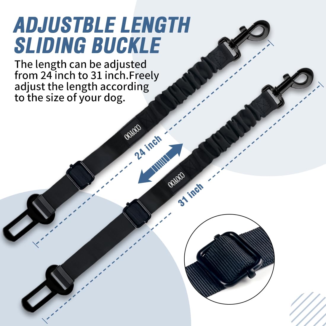 Cooyoo Dog Seat Belt,3 Piece Set Retractable Dog Car Adjustable Seatbelts For Vehicle Nylon Pet Safety Heavy Duty & Elastic & Durable Car Harness For Dogs