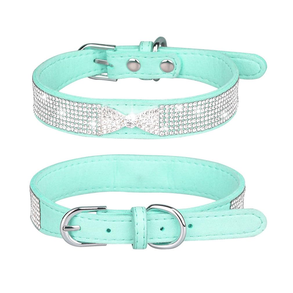 Girl Dog Collar With Bling, Pretty Sparkly Diamond Bow Rhinestone Kitten Collars Glitter Jeweled Sparkly Bling Puppy Collar For
