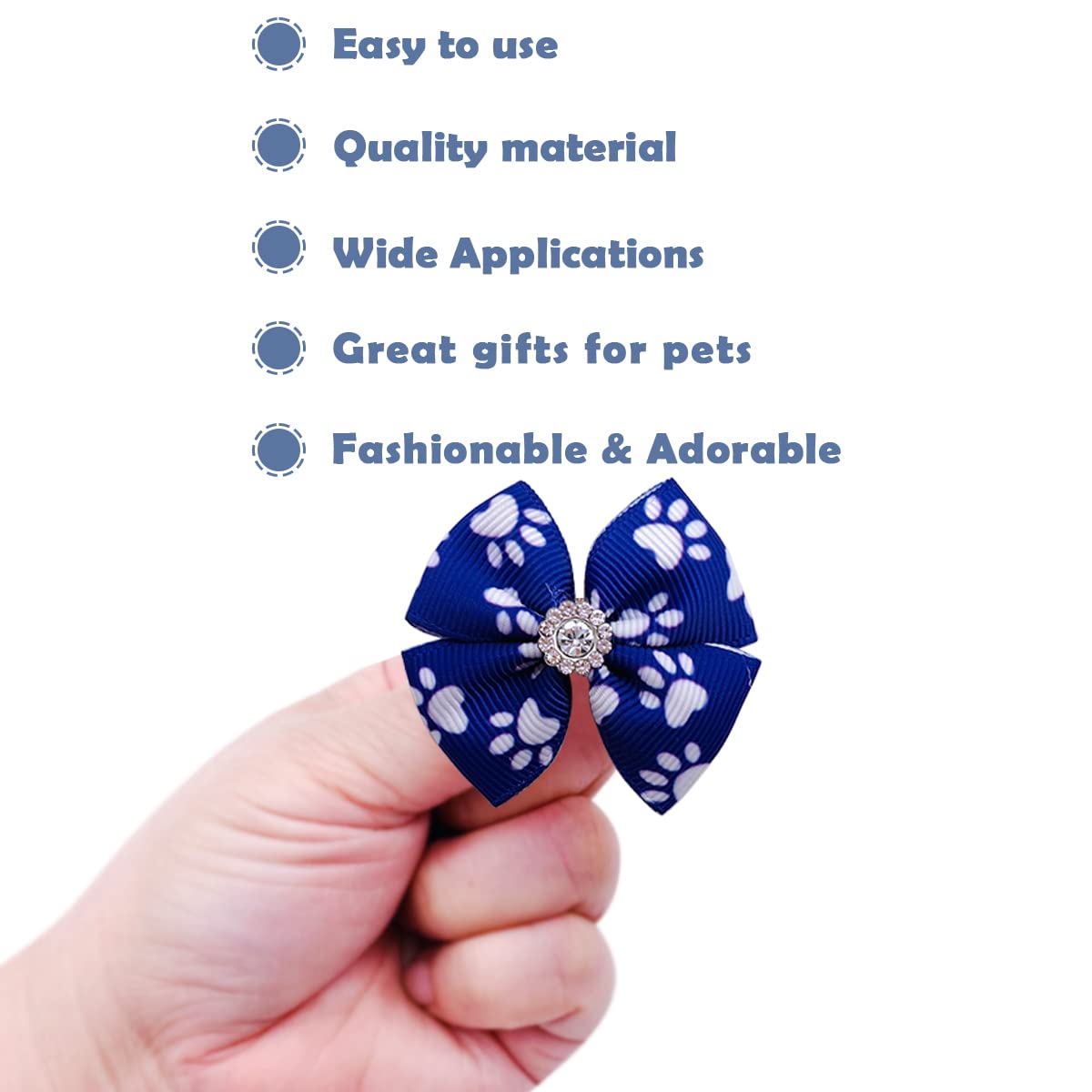 Pet Show 50Pcs/25Pairs Paw Pattern Small Dog Hair Bows Bulk With Rubber Bands For Medium Dogs Cats Puppy Shih Tzu Rhinestone Bowknot Topknot Yorkies Rabbits Girl Boy Pet Grooming Hair Accessories
