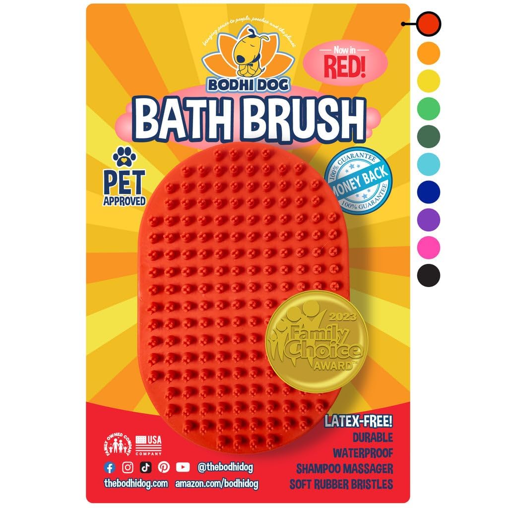 Bodhi Dog Shampoo Brush | Pet Grooming Supplies For Cats & Dogs | Long & Short Hair Scrubber | Professional Quality Bath Brush