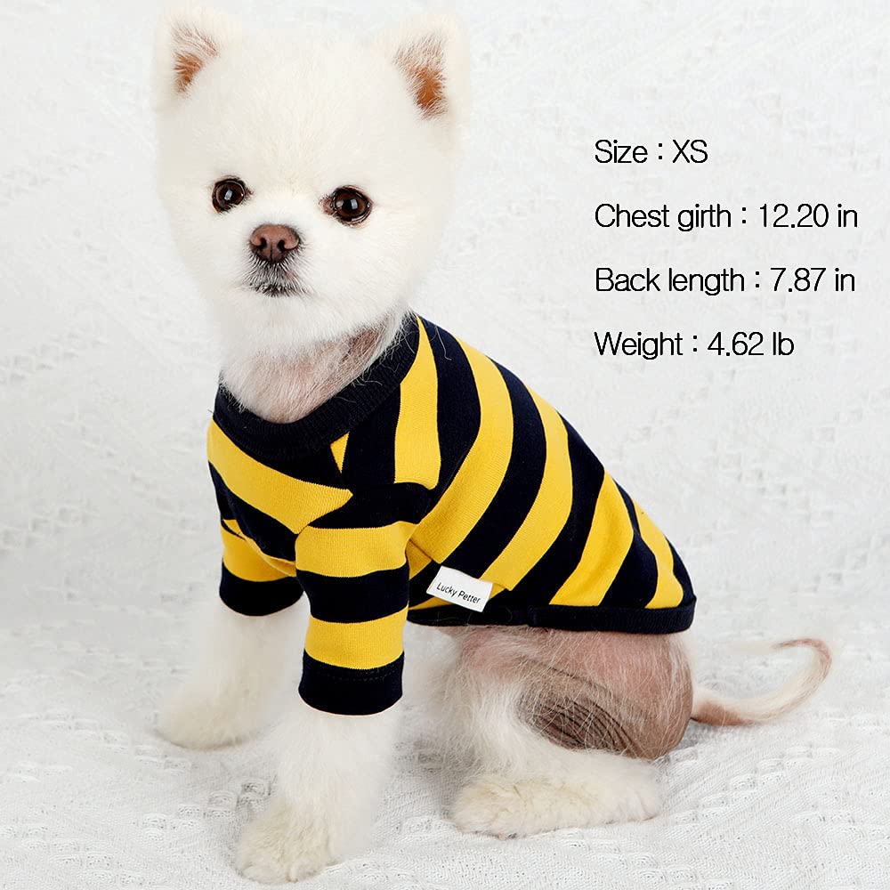Lucky Petter Dog Cotton Shirts For Small And Large Dogs Rugby Striped T-Shirts Soft Breathable Dog Shirt Pet Clothes (Small, Yel