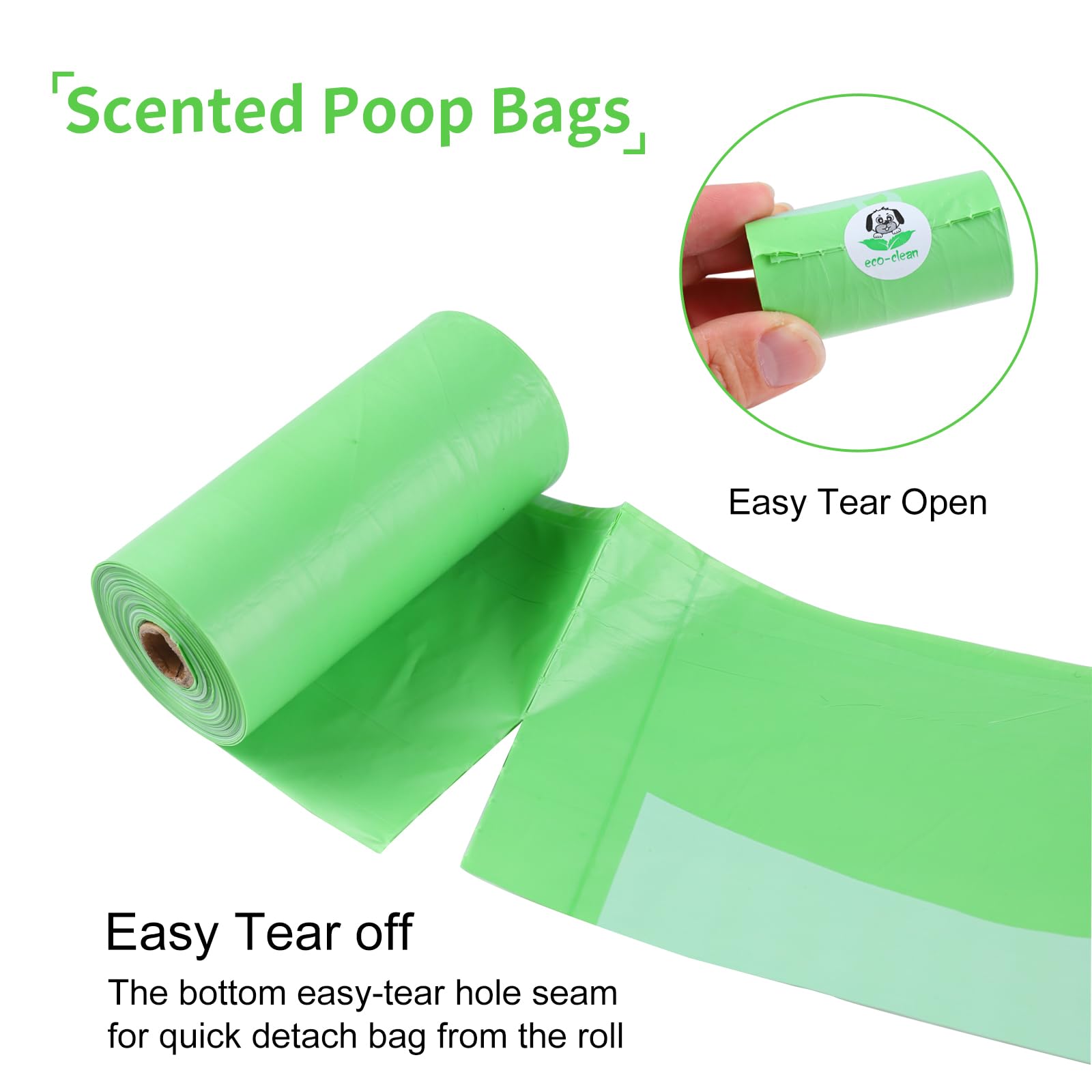 ECO-CLEAN 360 Count Dog Poop Bags with Dispenser, Leak-Proof, Unscented, 0.2 Ltr Capacity, Indoor/Outdoor Use
