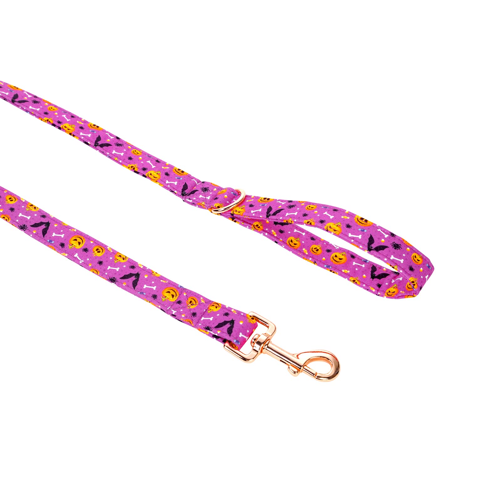 Babole Pet Halloween Dog Leash Durable Handmade Dog Leashes With Soft Handle Manual Dog Leashes Matching Purple Bat Pumpkin Dog