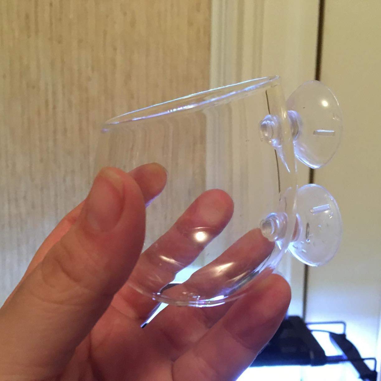 Ailindany 2PCS Crystal Glass Aquatic Plant Cup Pot Holder with Suction Cups for Fish Tank Aquarium Decor