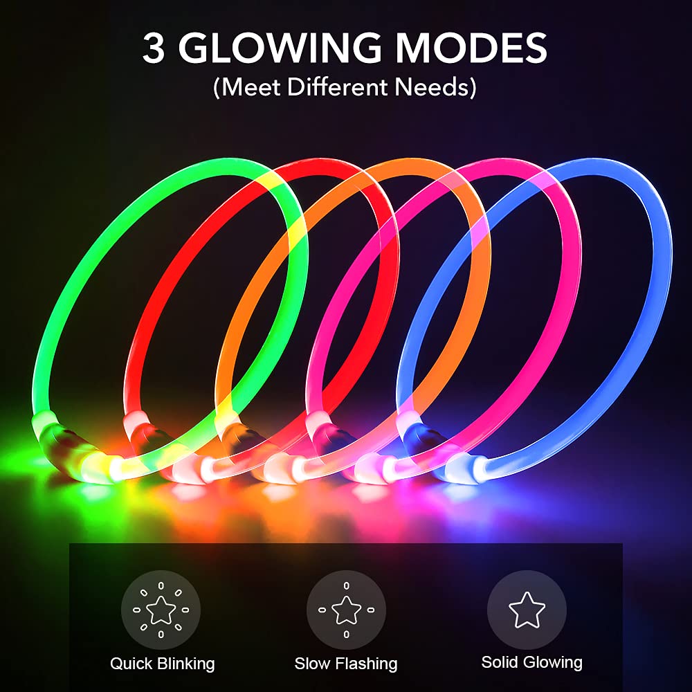 Bseen Light Up Dog Collars - Tpu Rechargeable Led Dog Collar, Glowing Puppy Collar, Flashing Dog Walking Lights For Small Medium Large Dogs (Red)