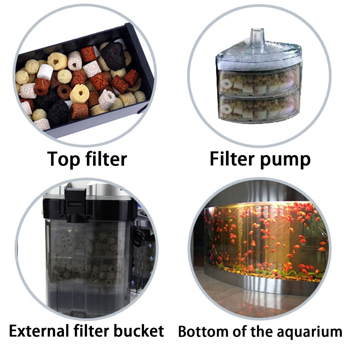 Goldeal Bio Balls Ceramic Rings Set, Aquarium Biological Filter Media With Mesh Bag For Fish Tank And Pond, Fish Tank Filter, De