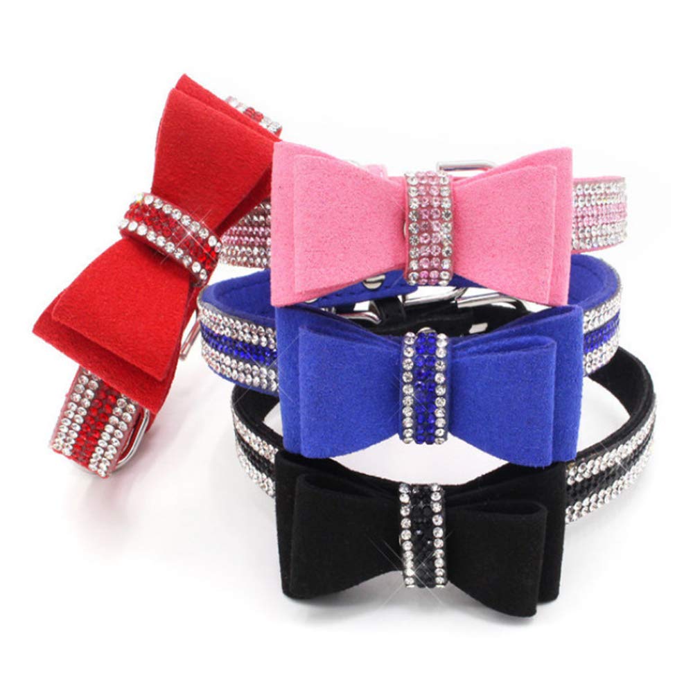 Crystal Dog Collar With Bowtie,Rhinestone Bling Diamond Sparkly Jewel Cute Adjustable For Small Medium Large Girl Puppy Cat Coll